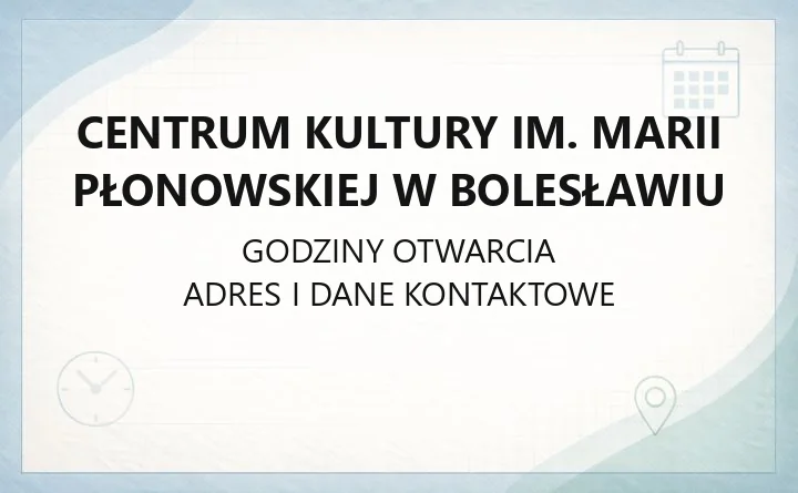 Centrum Kultury im. Marii Płonowskiej w Bolesławiu - kontakt, wynajem sal, pracownia ceramiczna